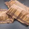 Kanchi Cotton Light Brown Saree With Zari Buttas And Zari Border