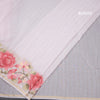 Linen Baby Pink Zari Stripes Saree And Thread Embroidered Border