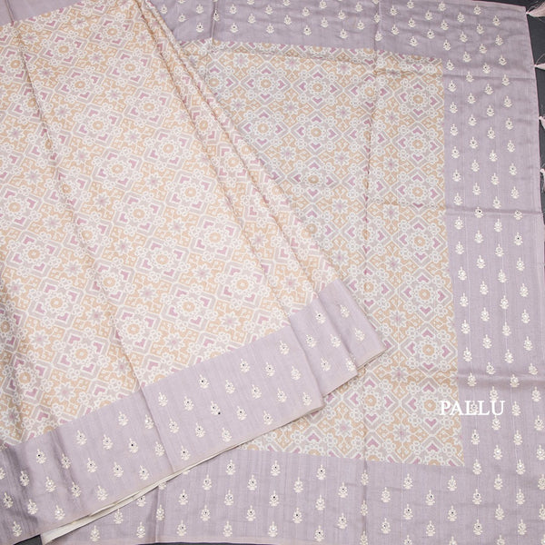 Raw Silk Multi Colour Printed Saree With Thread Border 03