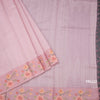 Tussar Onion Pink Saree With Stone Buttas And Thread Border