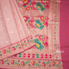 Tissue Light Peach Stripes Saree With Zari Buttas And Banaras Border