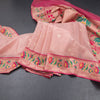 Tissue Light Peach Stripes Saree With Zari Buttas And Banaras Border