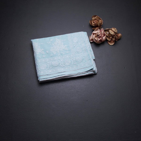 Kota Light Blue Floral Thread Work Saree