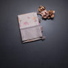 Tussar Cream Floral Printed Saree And Zari Checks Border