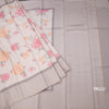 Tussar Cream Floral Printed Saree And Zari Checks Border