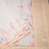 Raw Silk Cream Printed Saree With Forest Design
