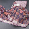 Kota Purple Floral Printed Saree And Zari Border