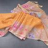 Kota Mustard Saree With Thread Buttas And Printed Border
