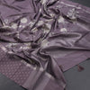 Raw Silk Wine Colour Floral Printed Saree 02 - Kumaran Silks