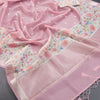 Kota Rose Pink Saree With Thread Buttas And Printed With Zari Border