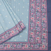 Raw Silk Powder Blue Saree With Thread Buttas And Printed Border