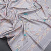 Semi Raw Silk Grey Printed Saree With Floral Creeper Design - Kumaran Silks