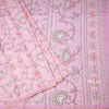 Semi Raw Silk Onion Pink Printed Saree With Floral Creeper Design
