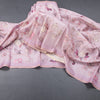 Semi Raw Silk Onion Pink Printed Saree With Floral Creeper Design 02
