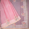 Kora Rose Pink Saree With Sequence Work And Thread Border