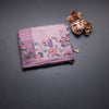 Organza Plum Purple Zari Stripes Saree With Thread Border