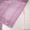 Organza Plum Purple Zari Stripes Saree With Thread Border
