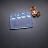 Pure Tussar Blue Printed Saree With Checks Border