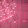 Pure Tussar Hot Pink Printed Saree With Checks Border