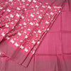 Pure Tussar Hot Pink Printed Saree With Checks Border