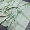 Semi Linen Light Pista Green Leaf Printed Saree