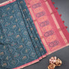 Raw Silk Teal Green Ikkat Printed Saree