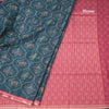 Raw Silk Teal Green Ikkat Printed Saree