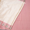Raw Silk Cream Zari Checked Saree With Printed Border