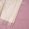 Raw Silk Cream Zari Checked Saree With Printed Border 03