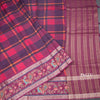 Raw Silk Multi Colour Printed Checked Saree And Rettapet Border