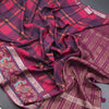 Raw Silk Multi Colour Printed Checked Saree And Rettapet Border