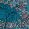 Kota Peacock Blue Borderless Floral Printed Saree