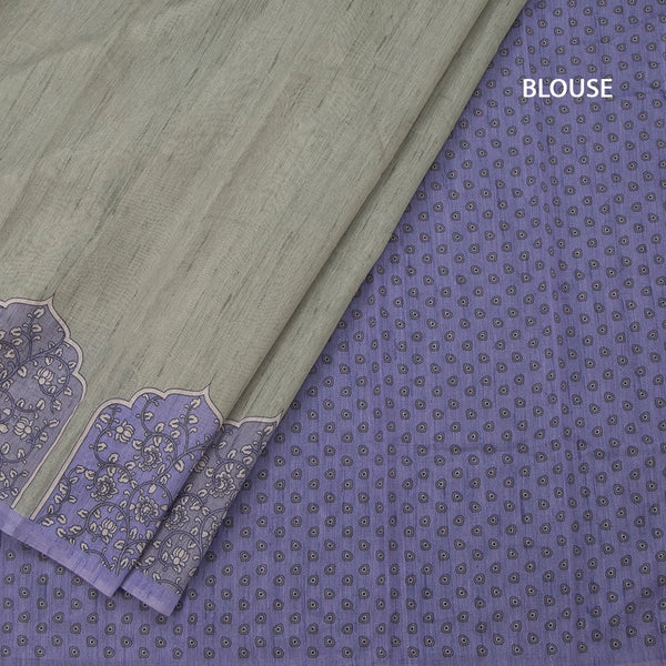 Semi Linen Pista Green Kalamkari Printed Saree