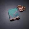 Semi Linen Teal Green Kalamkari Printed Saree