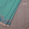 Semi Linen Teal Green Kalamkari Printed Saree