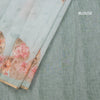 Semi Linen Light Pista Green Leaf Printed Saree