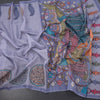 Semi Linen Light Lavender Kalamkari Printed Saree