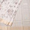 Raw Silk Cream Floral Printed Saree With Zari Border 03
