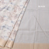 Raw Silk Cream Printed Saree With Zari Border 09