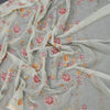 Linen Mint Green Floral Thread Work Saree