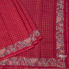 Semi Raw Silk Ruby Red Zari Checked Saree And Thread Border
