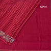 Semi Raw Silk Ruby Red Zari Checked Saree And Thread Border
