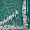 Raw Silk Bottle Green Zari Checked Saree And Thread Border