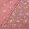 Linen Peach Floral Thread Work Borderless Saree
