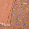 Linen Light Orange Floral Thread Buttas And Thread Border