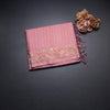 Raw Silk Baby Pink Saree With Zari Stripes And Thread Border