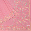 Raw Silk Baby Pink Saree With Zari Stripes And Thread Border
