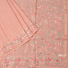 Raw Silk Light Orange Zari Stripes Saree And Thread Border