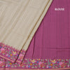 Raw Silk Grey Zari Checked Saree And Thread Border