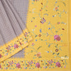 Raw Silk Grey Zari Checked Saree And Thread Border 02